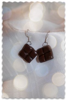 boucles d'oreille artisanale chocolat