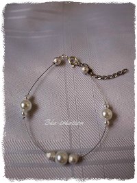 Bracelet perles de verre nacrée blanc
